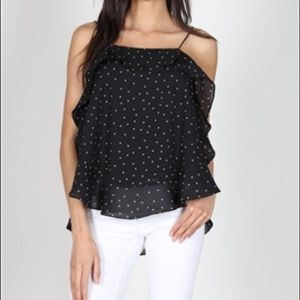 SLEEVLESS DOTTIE RUFFLE TRIM TOP